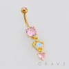 DANGLE CZ HEART PASTEL BLUE OPAL BELLY NAVEL RING 316L SURGICAL STEEL